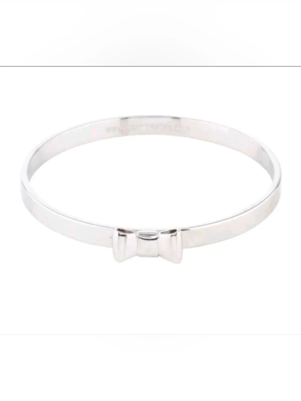 Kate Spade New York 'Take a Bow' Silver Tone Bangle Bracelet 2.5" - Picture 2 of 8